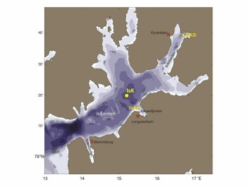 Sjøtemperaturutviklingen i Karl Kronasdjupet stasjon i Isfjorden siden november. Sjøtemperaturutviklingen i Karl Kronasdjupet stasjon i Isfjorden siden november.