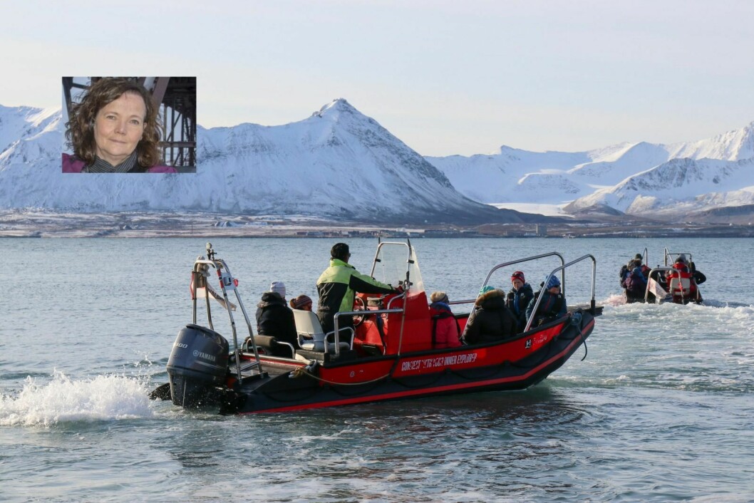 HARDT RAMMET: Mens turismen på Svalbard opplever sin største krise noen sinne, har Klima- og miljødepartementet gitt Aeco og deres daglige leder Frigg Jørgensen (innfelt) en måneds utsettelse til å komme med innspill. – Det er ufattelig uforståelig, sier hun til Svalbardposten. Arkivfoto: Morten Fredheim Solberg / Hilde Røsvik