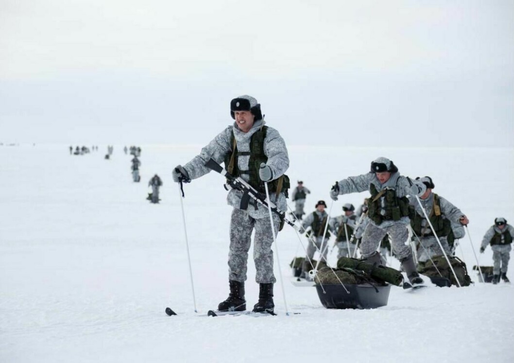 EKSTREMØVELSE: Russiske soldater øvde i tre dager på Aleksandras Land, øst for Svalbard.