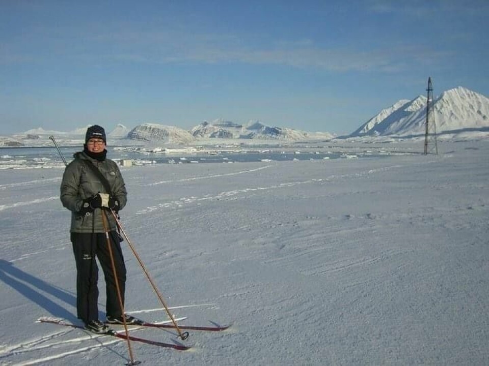 Kristin Heggelund har besøkt Svalbard mange ganger tidligere. Her er hun på skitur i Ny-Ålesund.
