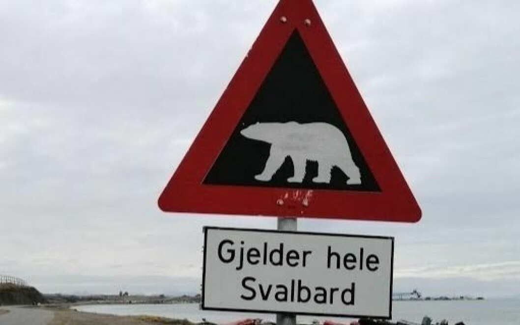 Disse skiltene står i utkanten av Longyearbyen.