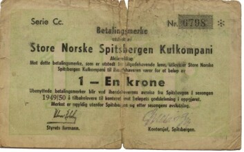 BETALINGSMERKE: Kroneseddel fra Store Norske. BETALINGSMERKE: Kroneseddel fra Store Norske.