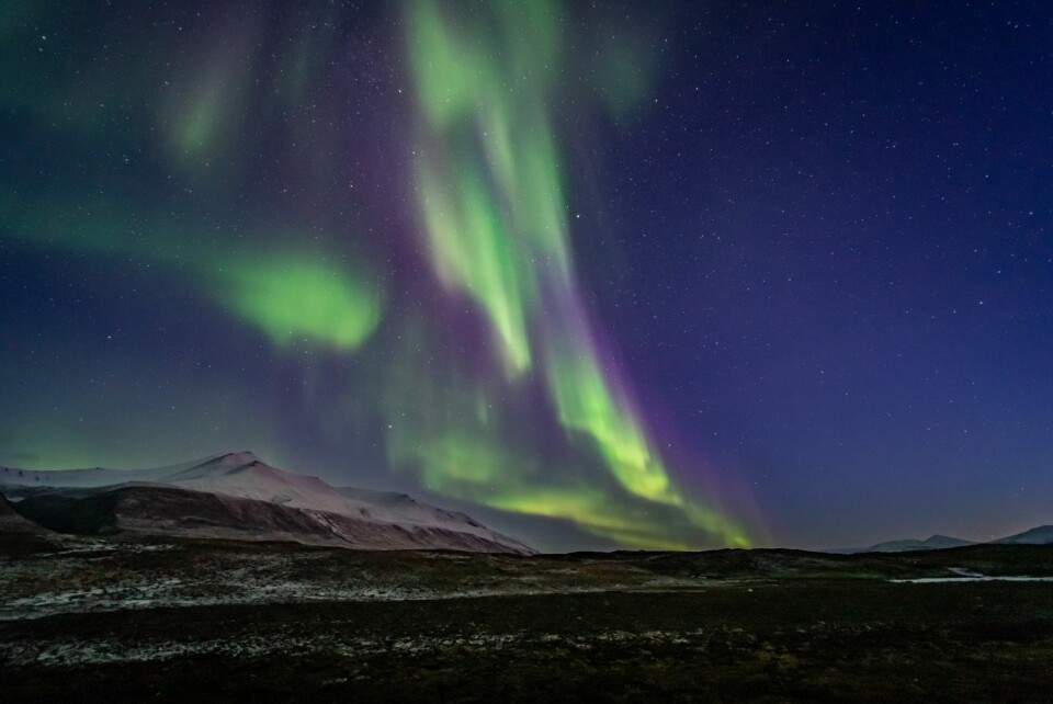 Bilde er ved Aspelintoppen. Innstillingene var: ISO 2500, lukkertid 3,2 sec og F2.
