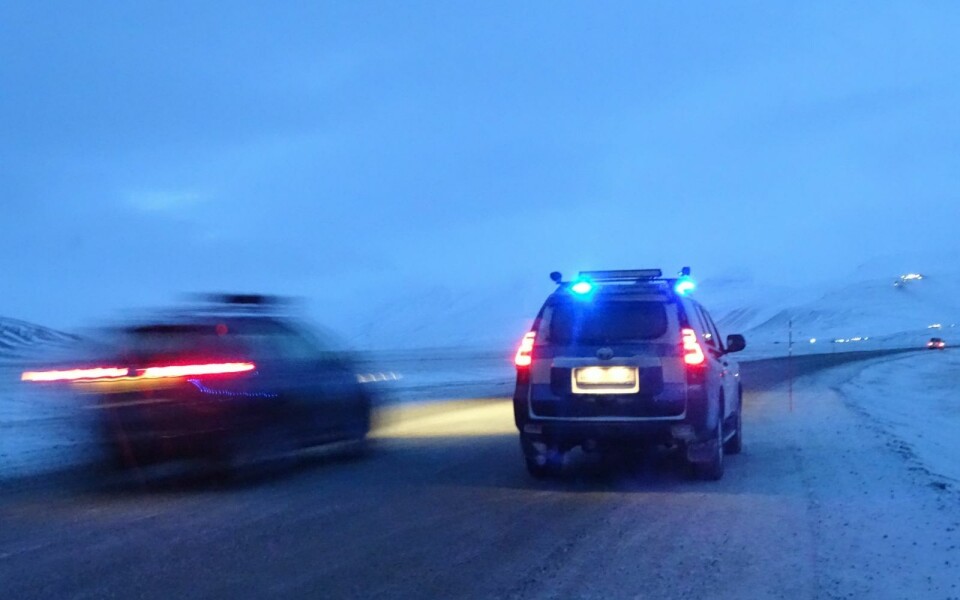 BJØRNEVAKT: Sysselmannen holder oppsikt med isbjørnen i Adventdalen.