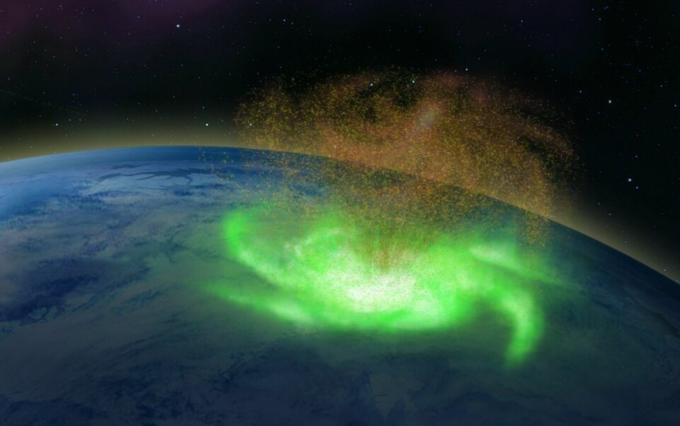 VEKKER OPPSIKT: Nordlyset forekommer vanligvis i en stor, oval ring rundt den magnetiske polen. Det kan også krympe sammen i en intens orkan over den magnetiske polen, har Unis-forskere deltatt i oppdagelsen av. VEKKER OPPSIKT: Nordlyset forekommer vanligvis i en stor, oval ring rundt den magnetiske polen. Det kan også krympe sammen i en intens orkan over den magnetiske polen, har Unis-forskere deltatt i oppdagelsen av.