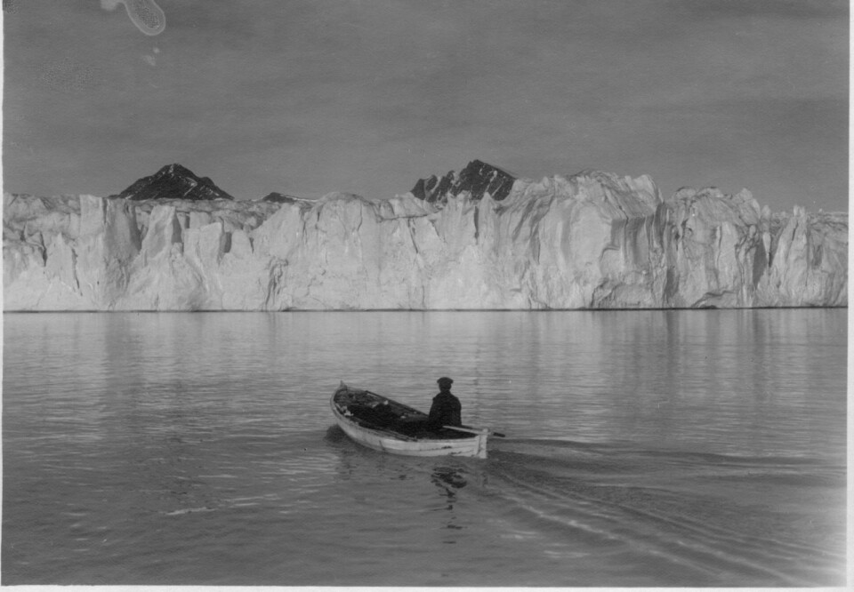 BLOMSTRANDBREEN ANNO 1918: Blomstrandbreen er ein av fleire brear på Svalbard som har trekt seg tilbake dei siste tiåra. Her frå 1918.