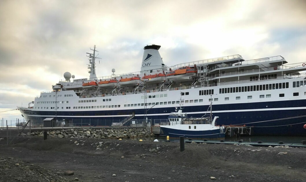 Siste gang: Et cruiseskip kan ha opp til 3000 kubikkmeter tungolje om bord. Her er «Marco Polo» ved kai i Longyearbyen i 2017.