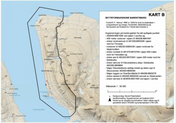 Kartet omhandler Barentsburg, og er hentet fra forskrift om endring i forskrift for bruk av skytevåpen i Longyearbyen og omegn.