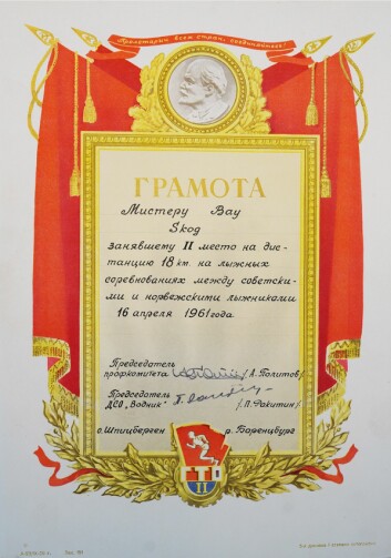 <strong class="nf-o-text--strong">Diplom:</strong> Russiske diplom etter en av mange konkurranser med russerne. <strong class="nf-o-text--strong">Diplom:</strong> Russiske diplom etter en av mange konkurranser med russerne.