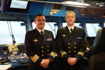 <strong class="nf-o-text--strong">Sjef:</strong> Kommandør Frode Røte (til venstre) er sjefen, mens orlogsmester Jens-Erik Myr er skipssjersjant og styrer med alt om bord på KNM Thor Heyerdahl. <strong class="nf-o-text--strong">Sjef:</strong> Kommandør Frode Røte (til venstre) er sjefen, mens orlogsmester Jens-Erik Myr er skipssjersjant og styrer med alt om bord på KNM Thor Heyerdahl.