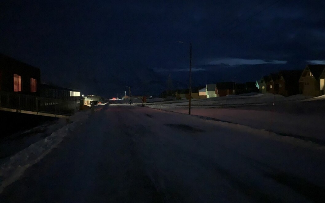 Slik så det ut i Hilmar Rekstens vei mandag morgen. Slik så det ut i Hilmar Rekstens vei mandag morgen.