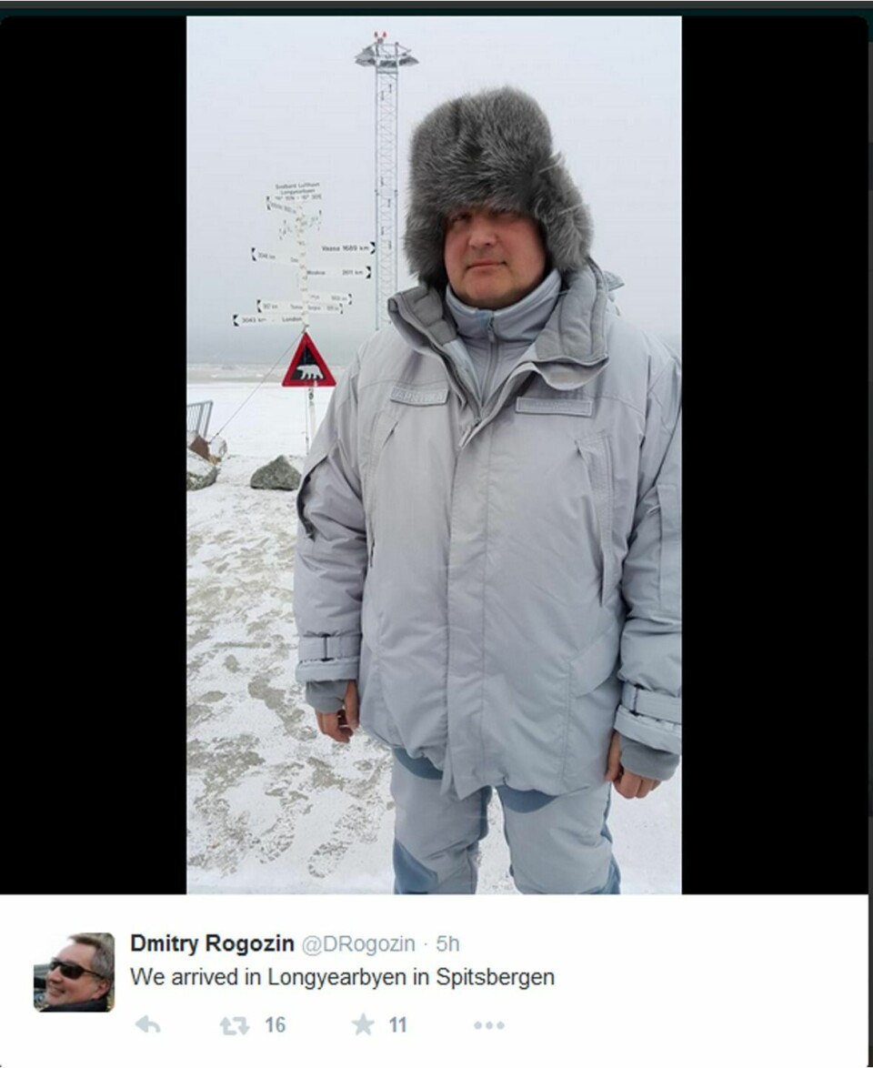 Det første bildet den russiske visestatsministeren postet på Svalbard. Norske myndigheter visste angivelig ingenting om besøket.