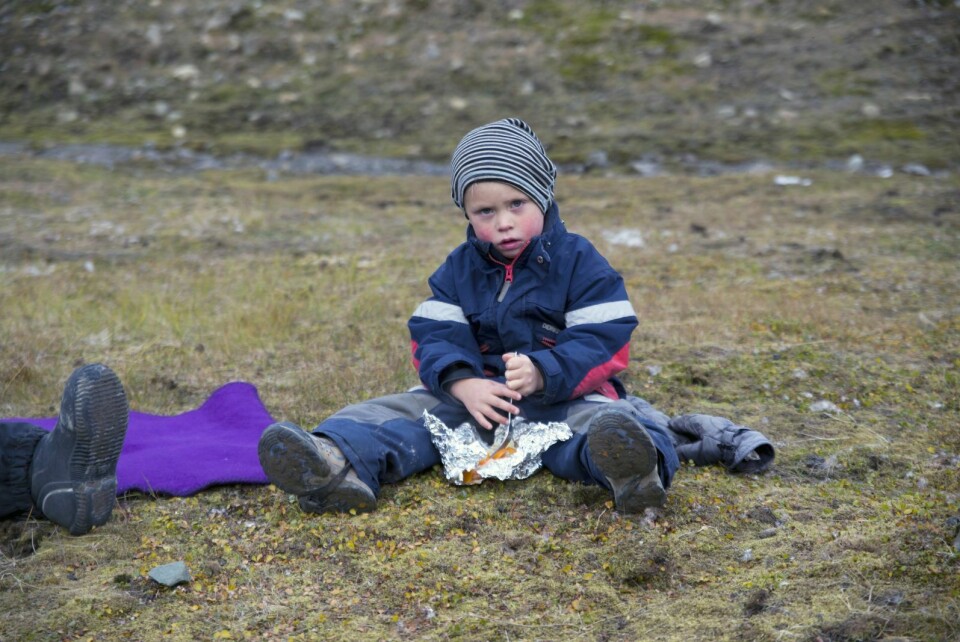Linus Bertelsen enjoying his meal.