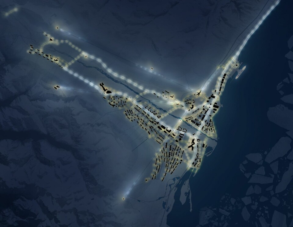 Slik er belysningen illustrert.
