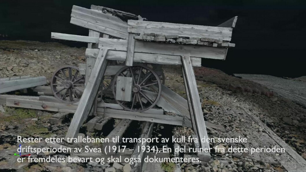 Norsk Institutt for Kulturminneforskning (NIKU) har laget denne videoen som viser hvordan de jobber med å dokumentere Svea for ettertiden. Norsk Institutt for Kulturminneforskning (NIKU) har laget denne videoen som viser hvordan de jobber med å dokumentere Svea for ettertiden.
