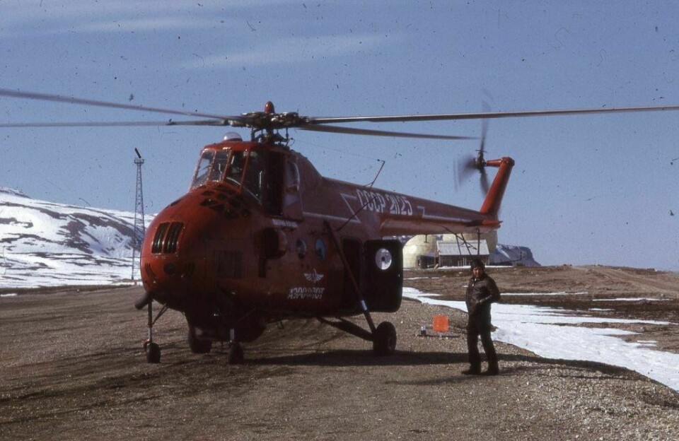 Et helikopter av denne typen landet forran fangsthytta til Per Johnson og Odd Lønø på Edgeøya. Dette bildet er tatt rundt ti år senere i Ny-Ålesund.