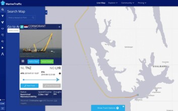 KJØRTE SØROVER: De tre fartøyenes rute avslørte at de ikke lenger var i Hinlopen. Dette viser hvor båten var torsdag morgen. Skjermdump: Marinetraffic.com