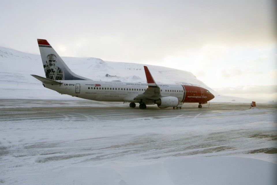 Norwegianflyet står nå parkert ved Svalbard lufthavn.