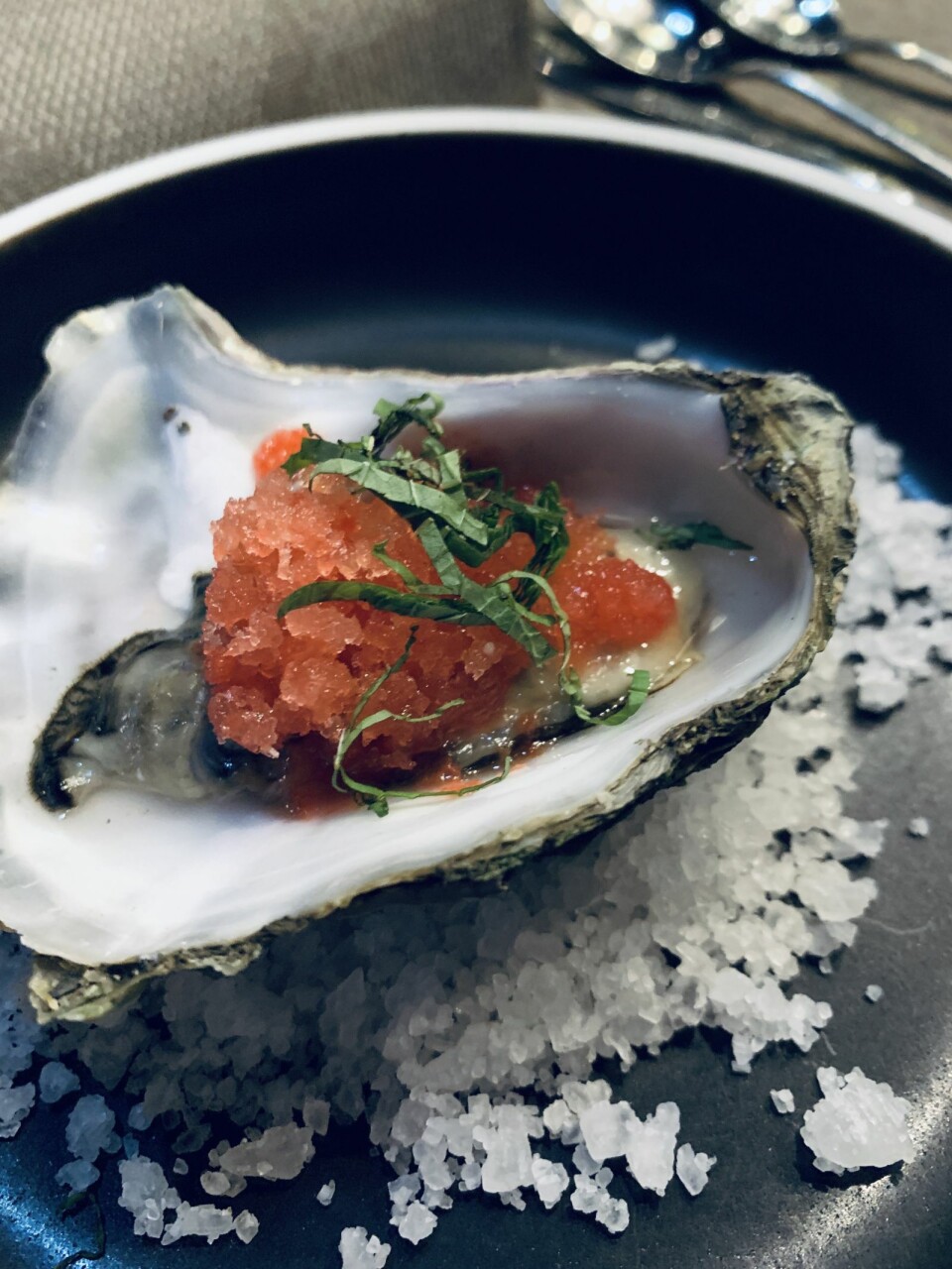 Østers servert på Winemakers dinner på Funktionærmessen restaurant tidligere i høst.