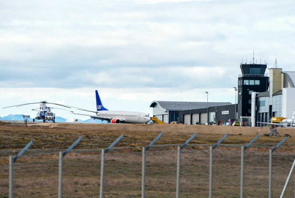 SAS-fly på Svalbard Lufthavn ved en tidligere anledning.