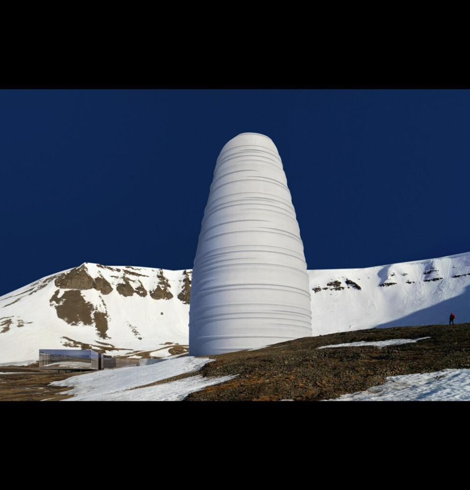The Arc skal bestå av et mottak med blant annet kafé og et gigantisk hvelv som i forslaget ruver 50 meter over bakken. The Arc skal bestå av et mottak med blant annet kafé og et gigantisk hvelv som i forslaget ruver 50 meter over bakken.