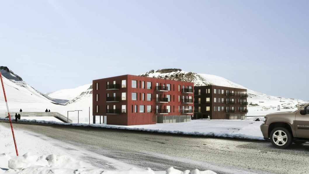 Svalpro er i gang med byggingen av disse boligblokkene på Elvesletta. Det blir 4 etasjer, parkering under bygget og heis