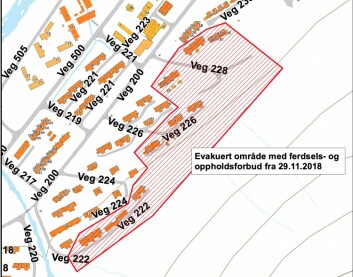 Disse boligene ble evakuert torsdag ettermiddag, og vil forbli evakuert til ny vurdering skal tas lørdag ettermiddag. Disse boligene ble evakuert torsdag ettermiddag, og vil forbli evakuert til ny vurdering skal tas lørdag ettermiddag.