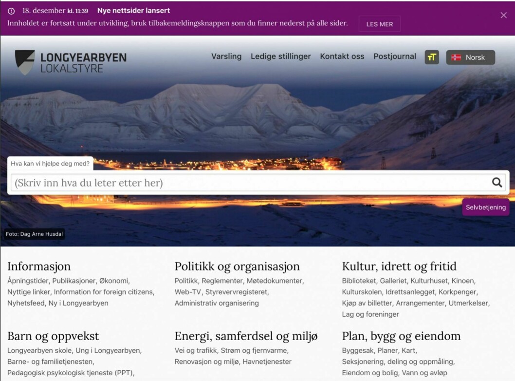 Den nye nettsiden til Longyearbyen lokalstyre skal være mer brukervennlig.