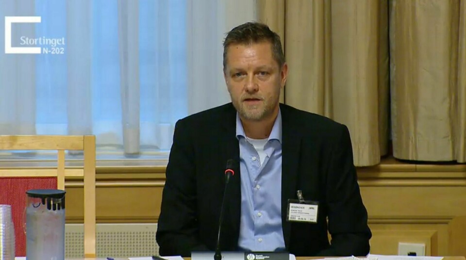 Terje Aunevik fra Svalbard Næringsforening i dagens høring om den foreslåtte Svalbardmeldingen i Stortinget i dag.