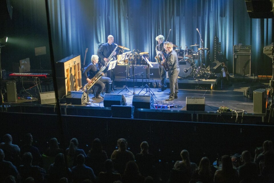 Saksofongruppa til storbandet, med André Jenssen, Kari Mette Kolstad, Dag Kolstad, Silja Nordvåg og Lukas Lobert under åpningen av Polarjazz 2019.