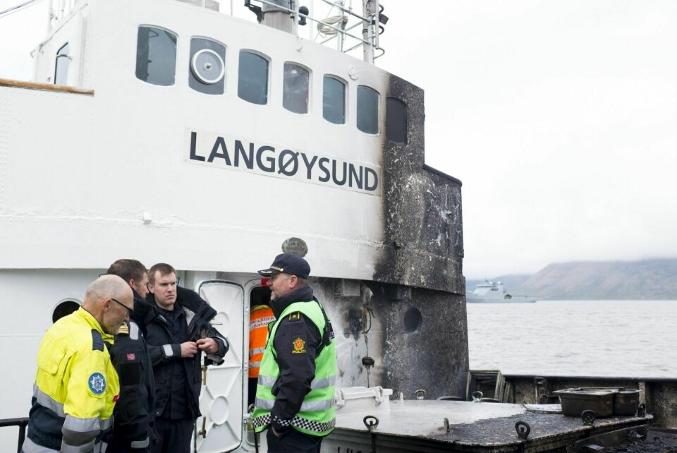 Police Chief Lt. Bjørn Georg Pedersen, right, leads the investigation of the fire aboard the Langøysund in cooperation with the Longyearbyen Fire Department and Norwegian Maritime Directorate.
