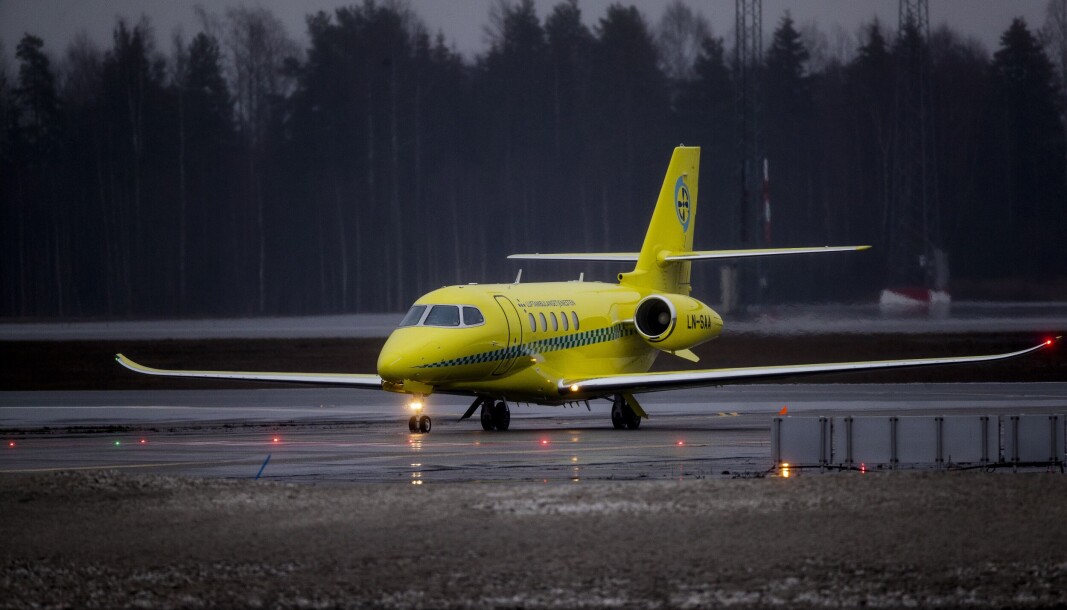 Dispensasjon: Et Cessna 680A Citation Latitude fly (LN-SAA) fra Luftambulansetjenesten eid av Babcock Scandinavian AirAmbulance på Oslo Lufthavn. Dispensasjon: Et Cessna 680A Citation Latitude fly (LN-SAA) fra Luftambulansetjenesten eid av Babcock Scandinavian AirAmbulance på Oslo Lufthavn.