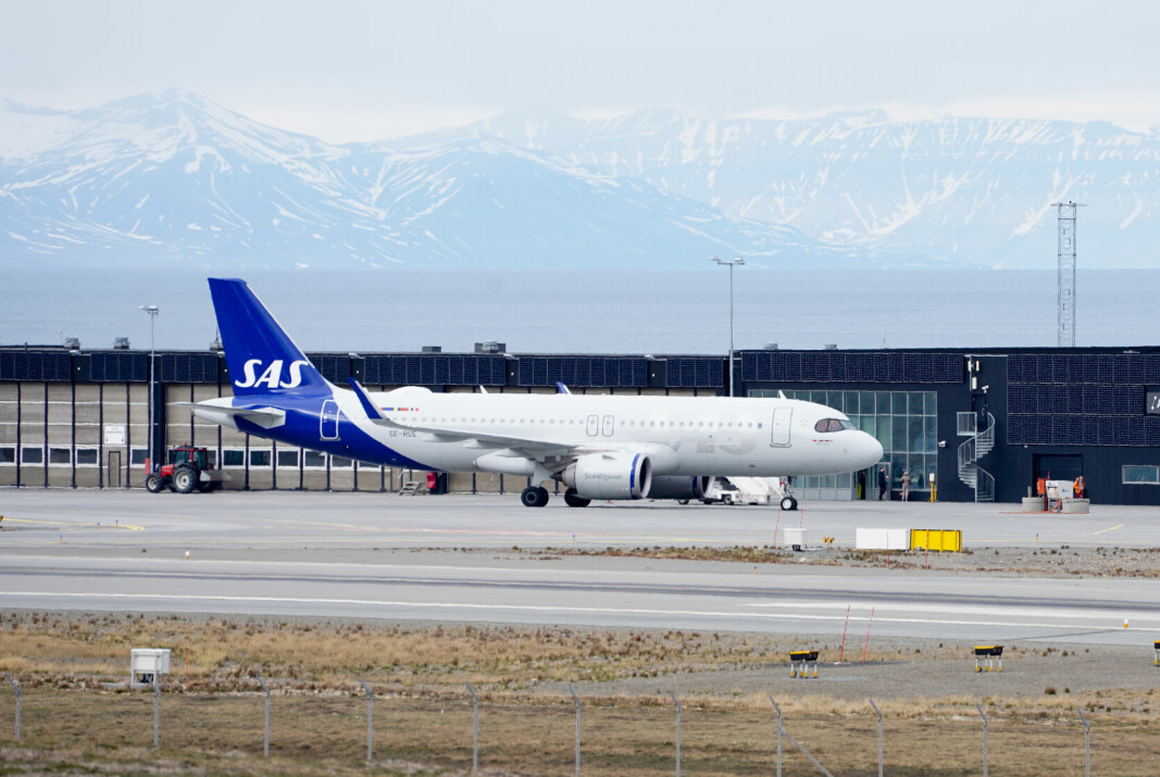 SAS ved Svalbard Lufthavn Longyear.