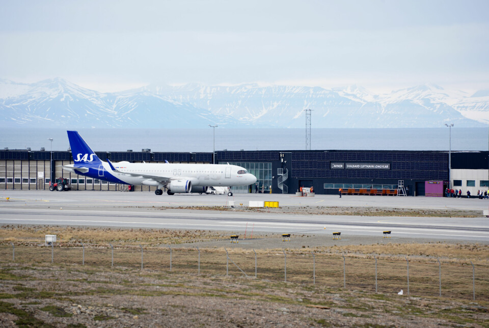 SAS-fly ved Svalbard Lufthavn tidligere i sommer.
