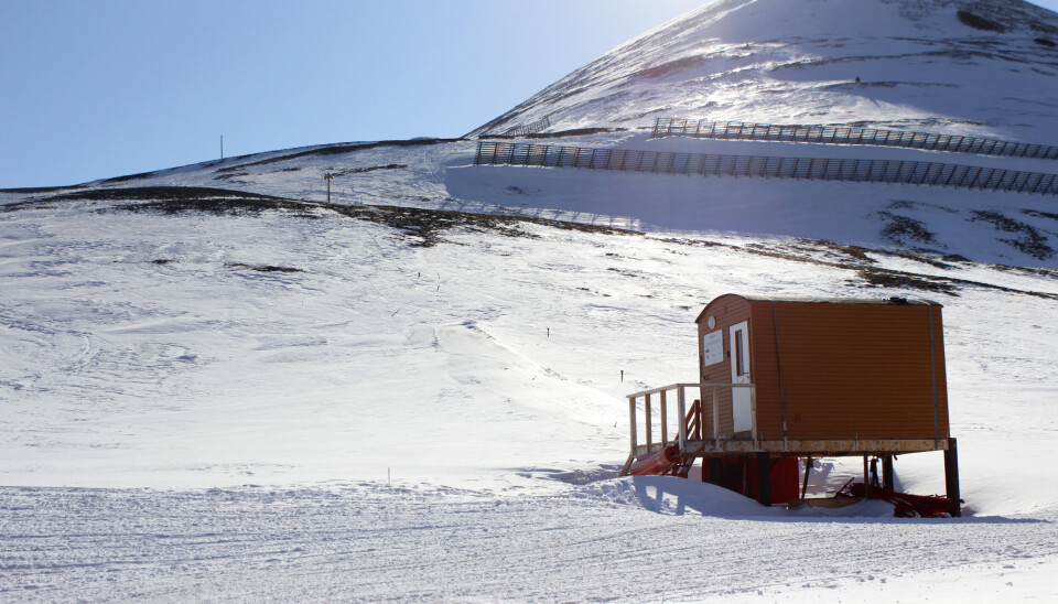 Alpinbakken i Longyearbyen før arbeidet med å forlenge den gikk i gang.