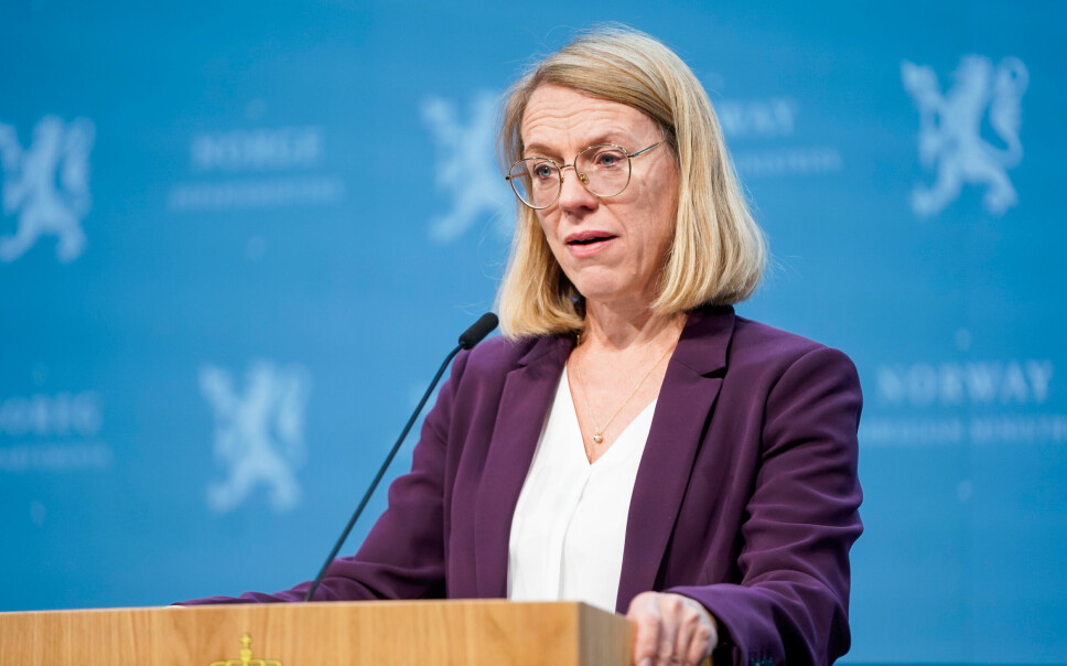 Utenriksminister Anniken Huitfeldt i forbindelse med pressekonferansen om beredskap knyttet til norske havner.