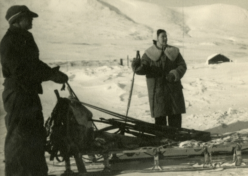 Sledetur: Ekteparet Andersen på sledetur på Grønland.