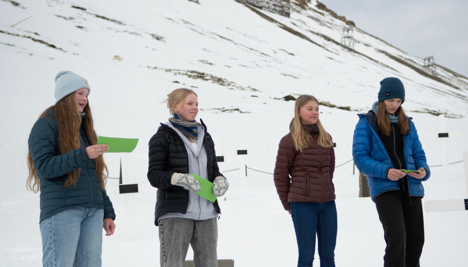 Talarar frå Longyearbyen skule var i år Pia Helene Ervik, Linnea Mari Våtvik, Oda Marie Kjøndahl og Joanna Matea Rut Eriksson.