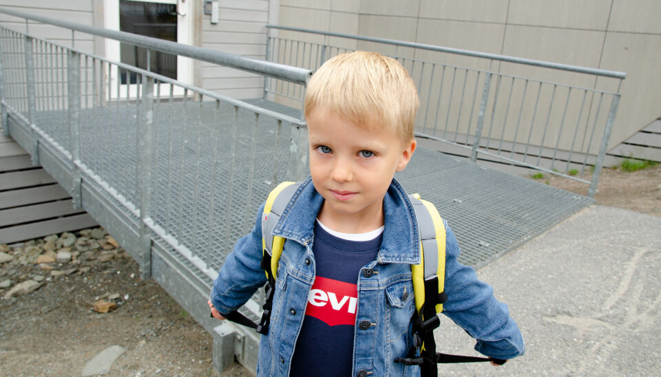 Vetle Storhaug Helmersen (6) var en av dem som gikk til skolen for første gang.