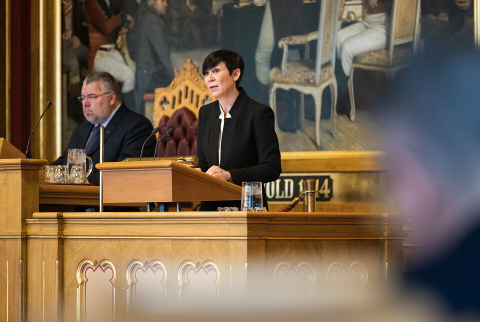 Leder av utenriks- og forsvarskomiteen Ine Eriksen Søreide (H) på talerstolen under endringer i statsbudsjettet 2023. Fremskrittspartiet fikk kun støtte fra Kristelig Folkeparti under behandlingen av saken i komitéen. Leder av utenriks- og forsvarskomiteen Ine Eriksen Søreide (H) på talerstolen under endringer i statsbudsjettet 2023. Fremskrittspartiet fikk kun støtte fra Kristelig Folkeparti under behandlingen av saken i komitéen.