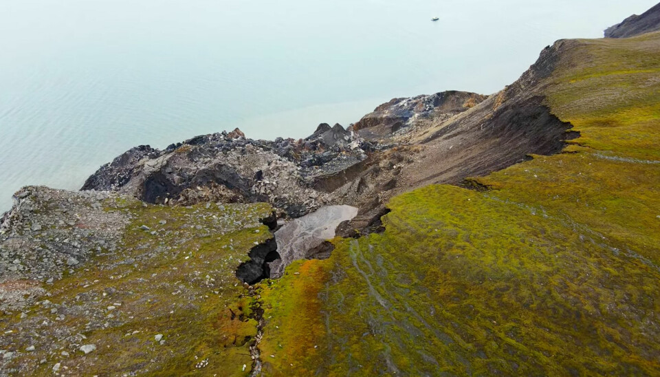 På Forkastningsfjellet er det vid utsikt over hele Isfjorden på Svalbard. Norske og tyske geologer har gjort både feltarbeid og forskning i det ustabile fjellpartiet de siste årene.