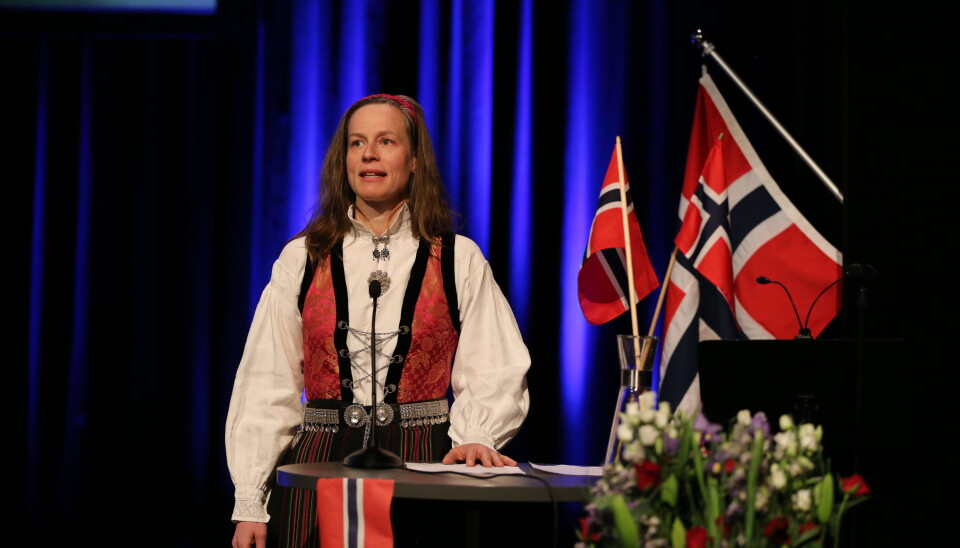 Redaktør Line Nagell Ylvisåker heldt festtalen i kulturhuset 17. mai.