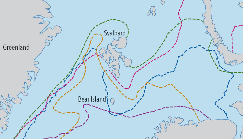 Posisjonen til iskanten i april 1769, 1866, 1966 og 1995 er fra NPI årbok 1999. Posisjonen i 2024 er fra ArcticInfo, lastet ned 16.4.