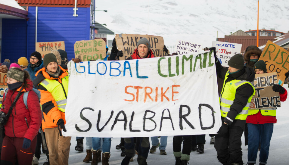 Det har vært flere klimademonstrasjoner i Longyearbyen. Her fra i vår.