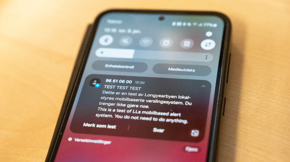 Slik ser det ut når LL kjører test på SMS-varslingen.