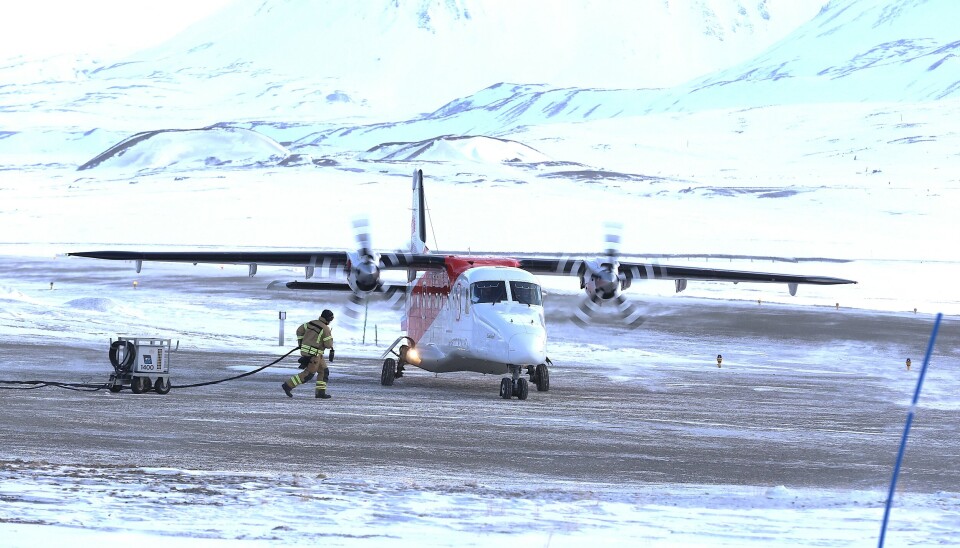 On the ground after a 25-minute flight from the tarmac in Longyearbyen.